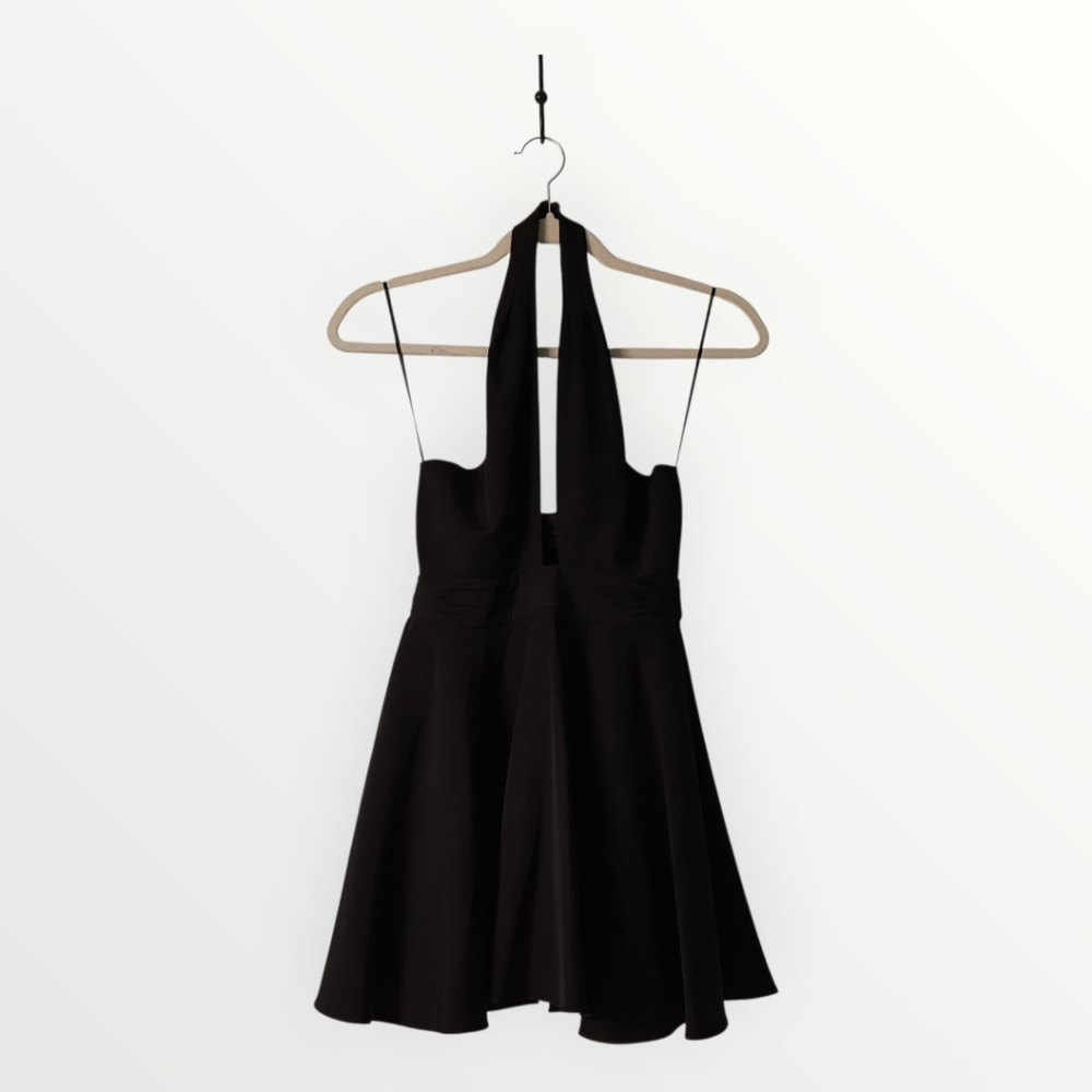Milly Minis Sydney Dress Black 10 Halter Open Back Cocktail‎ Party LBD  New